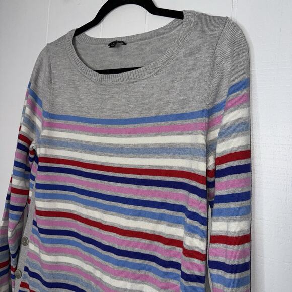Talbots Women’s Multi Stripe Side Button Sweater Size Medium - Picture 3 of 6